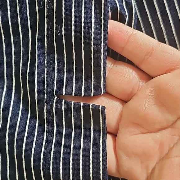 🦋 Lauren Ralph Lauren Plus-Size Navy Striped Stretch Crewneck Tee - Picture 4 of 7